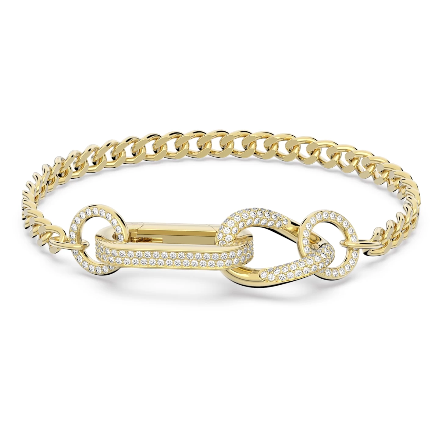 Swarovski Dextera Bracelet Pavé, Mixed Links, White, Gold-tone Plated - Image 2
