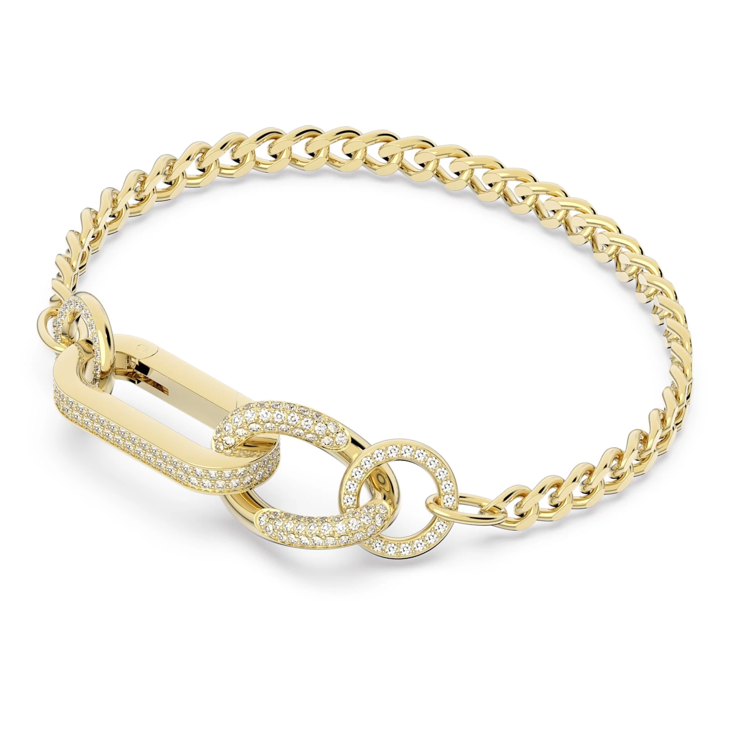 Swarovski Dextera Bracelet Pavé, Mixed Links, White, Gold-tone Plated - Image 3