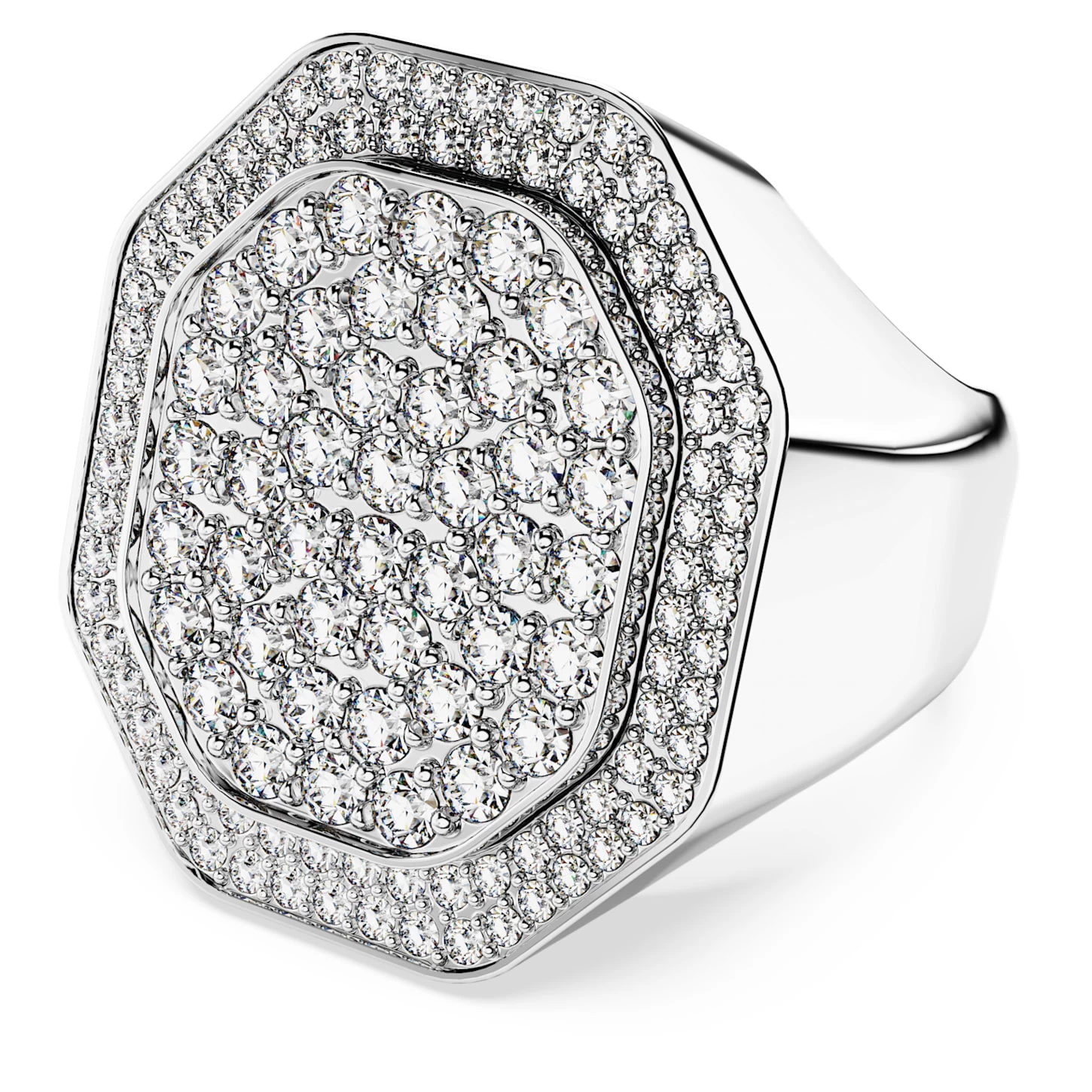 Swarovski Dextera Cocktail Ring Octagon Shape, White, Rhodium Plated - Image 2