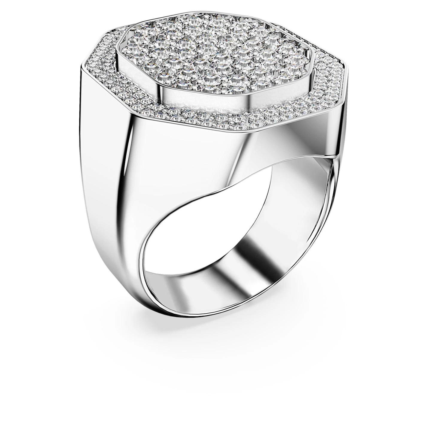 Swarovski Dextera Cocktail Ring Octagon Shape, White, Rhodium Plated - Image 3