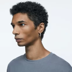 Swarovski Dextera Hoop Earrings Octagon Shape, Small, White, Rhodium Plated