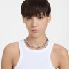 Swarovski Dextera Necklace Statement, Mixed Links, White, Rhodium Plated