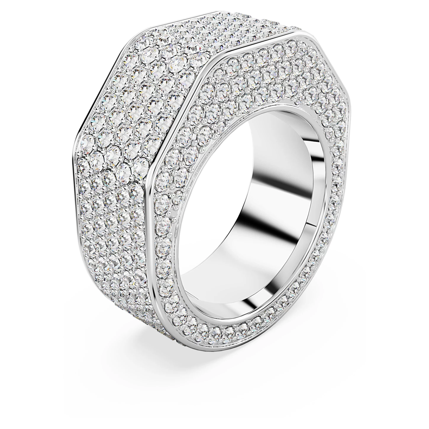 Swarovski Dextera Ring Octagon Shape, Pavé, White, Rhodium Plated - Image 3