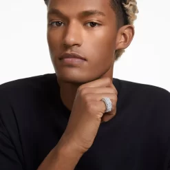 Swarovski Dextera Ring Octagon Shape, Pavé, White, Rhodium Plated