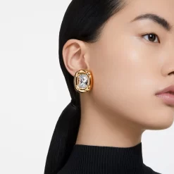 Swarovski Dulcis Clip Earrings Cushion Cut, Gold Tone, Gold-tone Plated