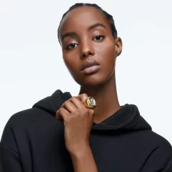 Swarovski Dulcis Cocktail Ring Cushion Cut, Gold Tone, Gold-tone Plated