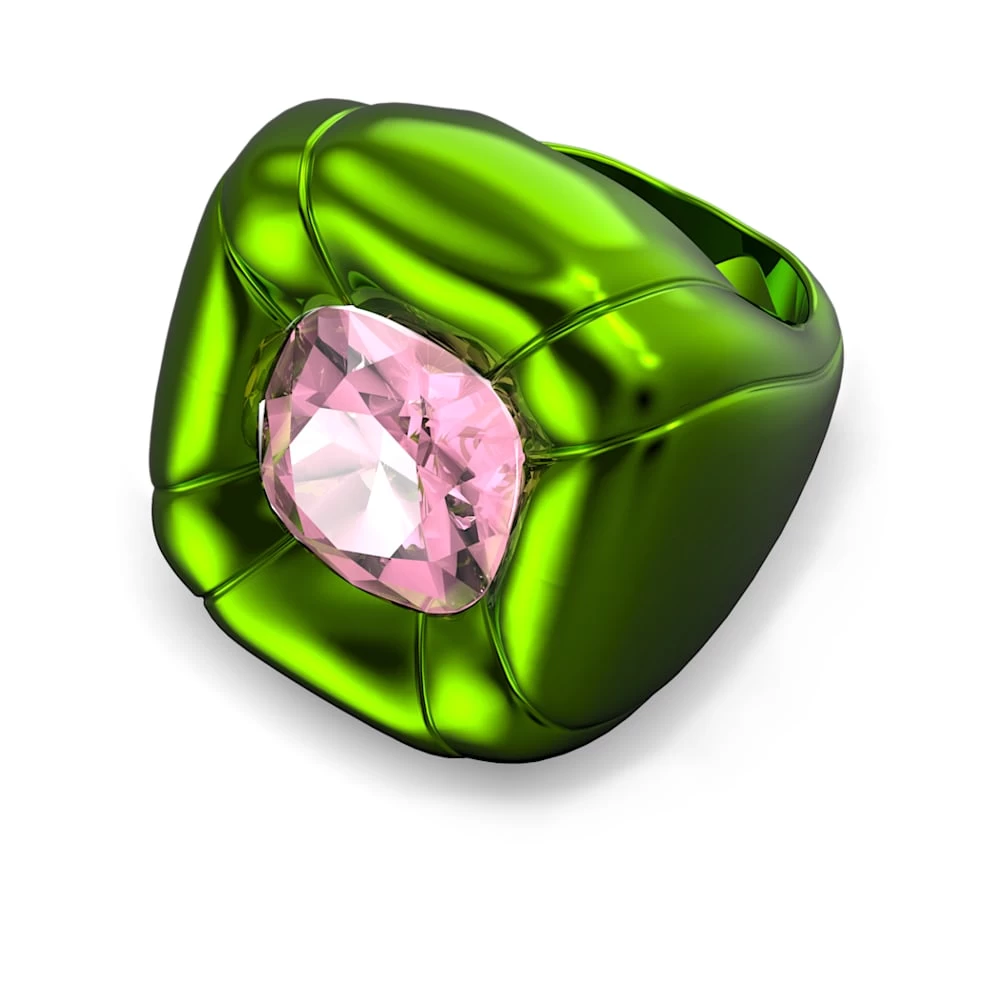 Swarovski Dulcis Cocktail Ring Cushion Cut, Green - Image 5