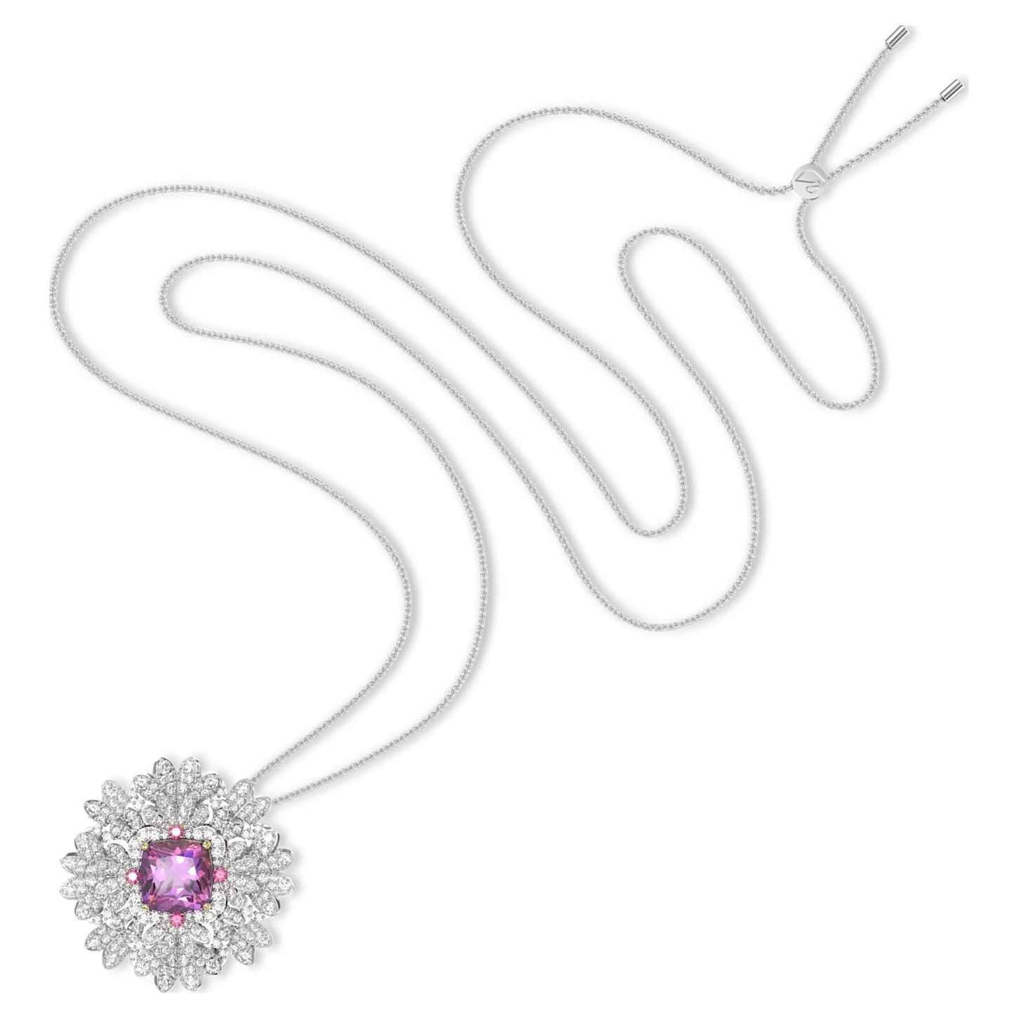 Swarovski Eternal Flower Pendant And Brooch Flower, Pink, Mixed Metal Finish - Image 3