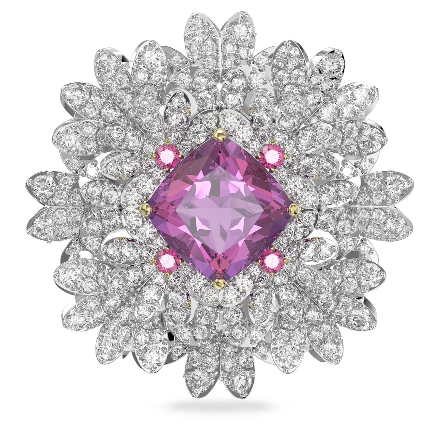 Swarovski Eternal Flower Pendant And Brooch Flower, Pink, Mixed Metal Finish - Image 5