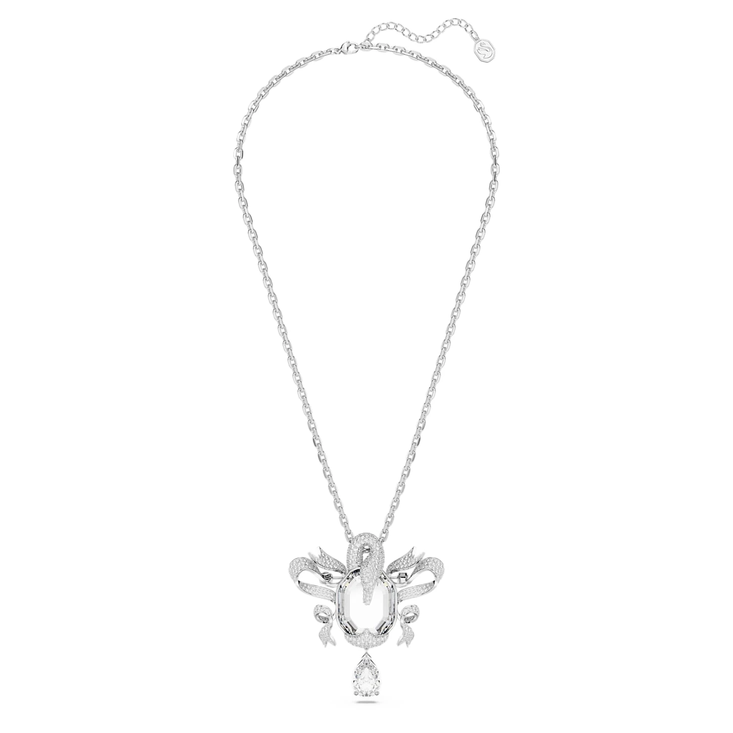 Swarovski Fashion Swan Pendant Swan, White, Rhodium Plated - Image 2