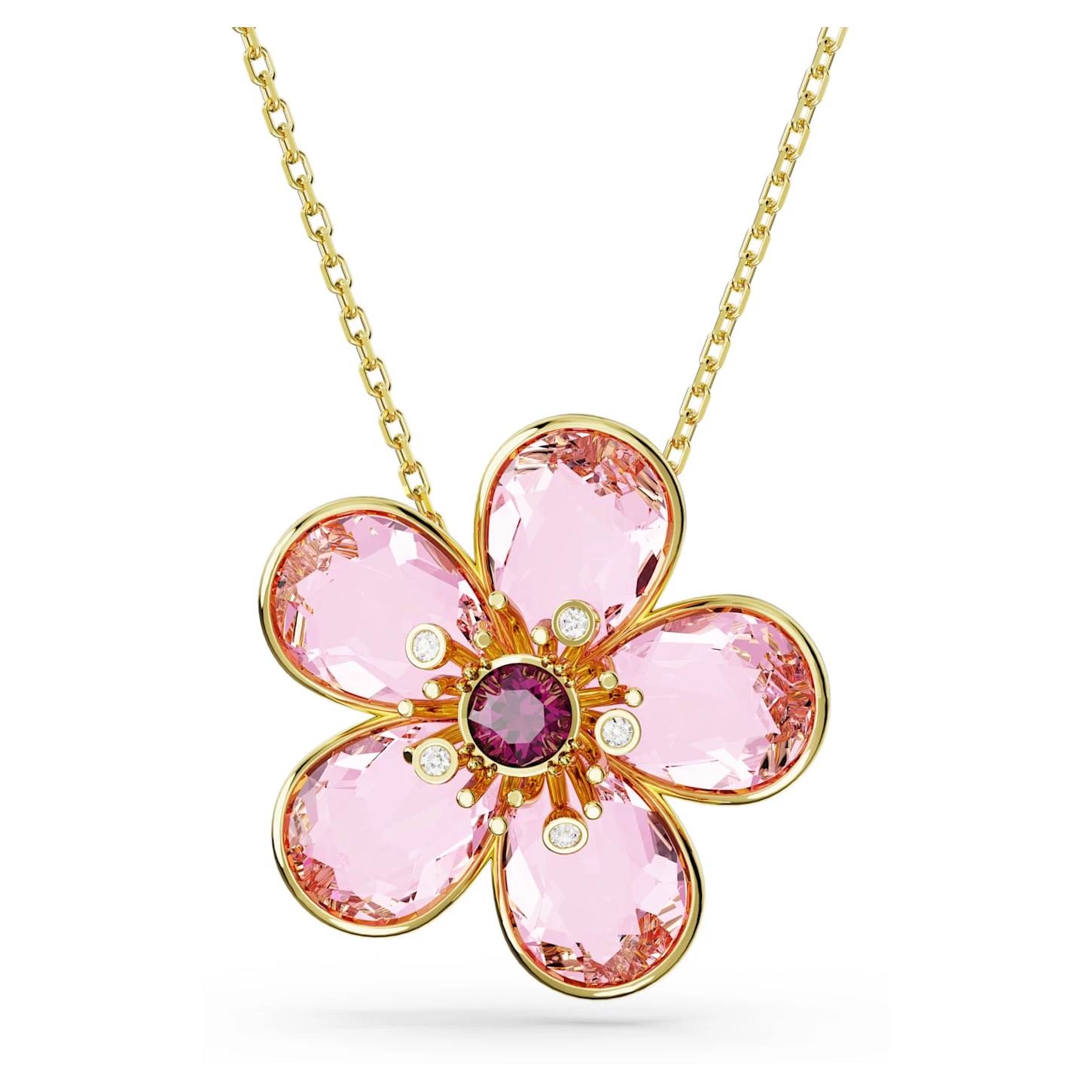 Swarovski Florere Pendant Flower, Small, Pink, Gold-tone Plated - Image 2