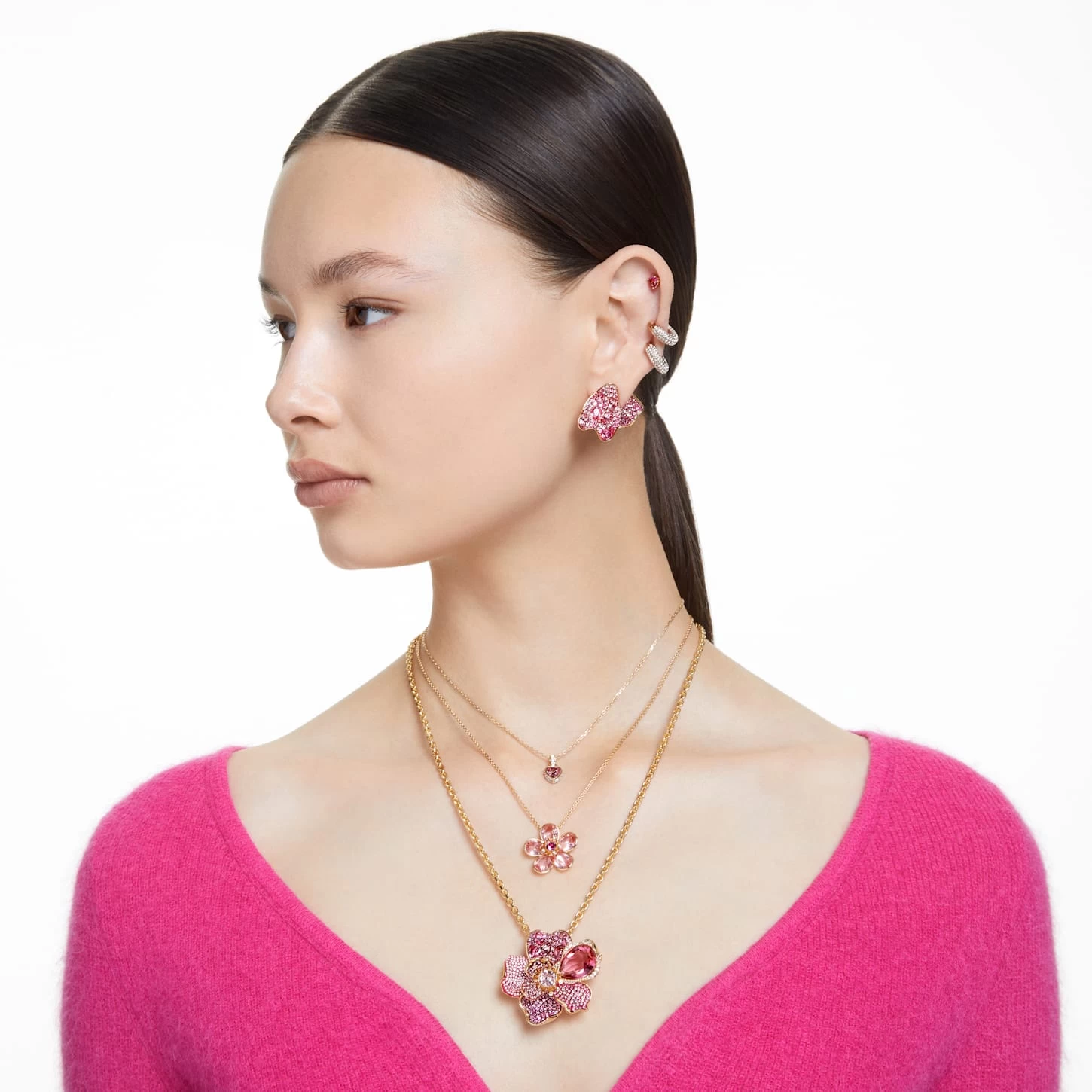 Swarovski Florere Pendant Flower, Small, Pink, Gold-tone Plated - Image 7