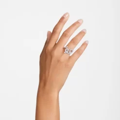 Swarovski Fluenta Ring Reignited Crystals, White, Rhodium Plated