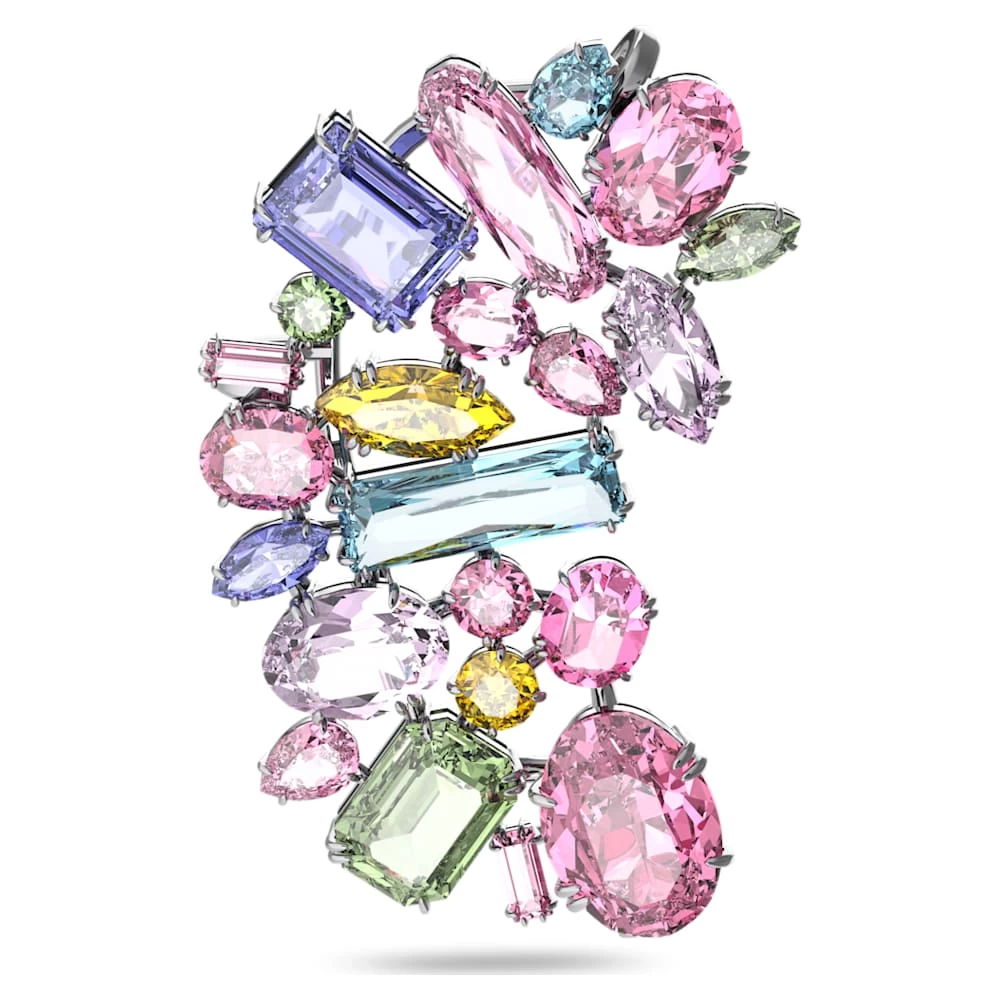 Swarovski Gema Ear Cuff Single, Oversized Crystals, Multicolored, Rhodium Plated - Image 3