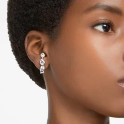 Swarovski Gema Ear Cuffs Mixed Cuts, White, Rhodium Plated