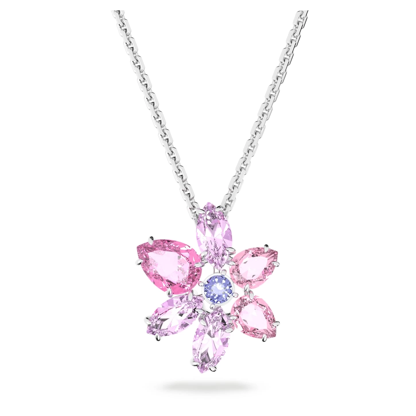 Swarovski Gema Pendant Mixed Cuts, Flower, Pink, Rhodium Plated - Image 2