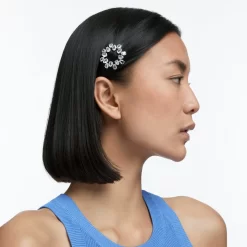 Swarovski Hair Clip Pear Cut, White, Rhodium Plated