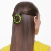 Swarovski Hair Clip Round Cut, Round Shape, Green, Gold-tone Plated