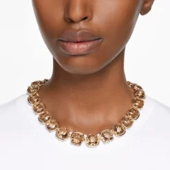 Swarovski Harmonia Choker Cushion Cut, Gold Tone, Gold-tone Plated