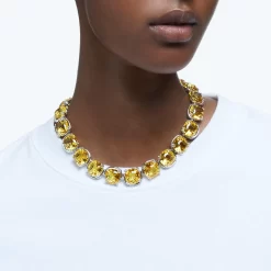 Swarovski Harmonia Choker Cushion Cut, Yellow, Rhodium Plated
