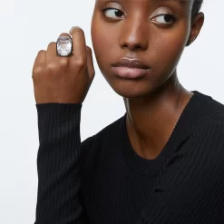 Swarovski Harmonia Cocktail Ring Oversized Crystal, White, Mixed Metal Finish