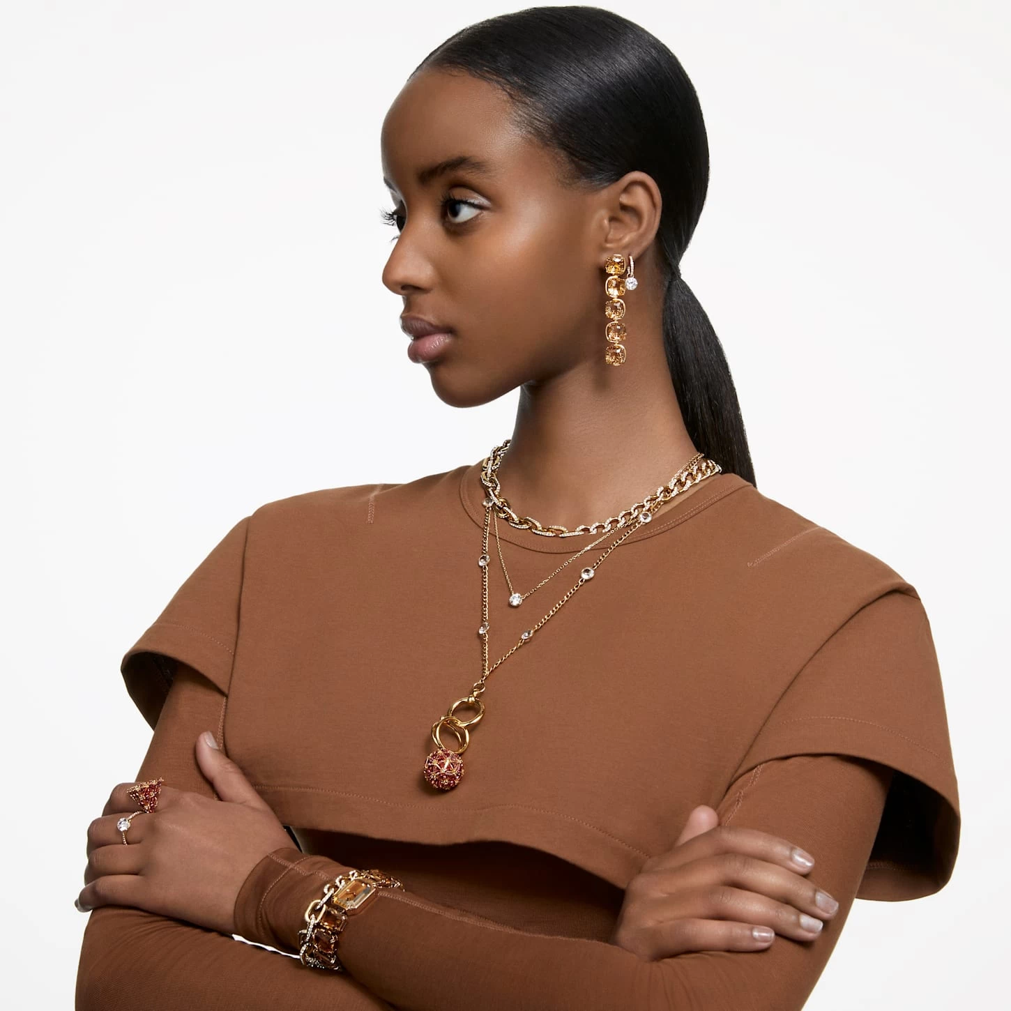 Swarovski Harmonia Drop Earrings Cushion Cut Floating Crystals, Gold Tone, Gold-tone Plated - Image 5