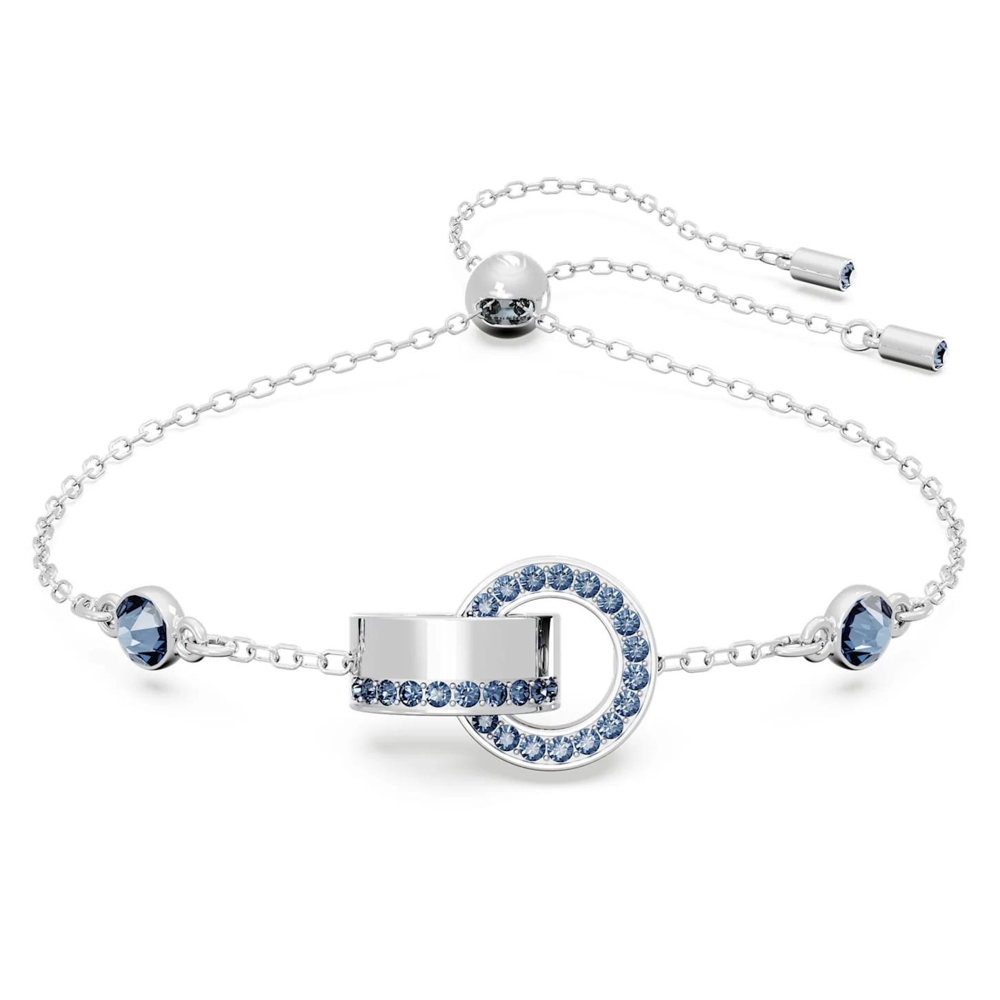 Swarovski Hollow Bracelet Interlocking Loop, Blue, Rhodium Plated - Image 2