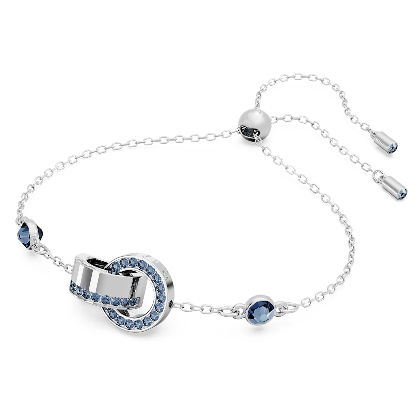 Swarovski Hollow Bracelet Interlocking Loop, Blue, Rhodium Plated - Image 3