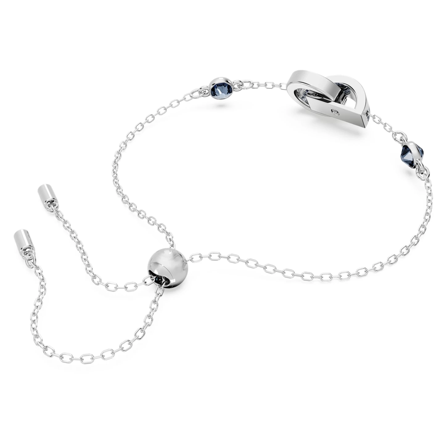 Swarovski Hollow Bracelet Interlocking Loop, Blue, Rhodium Plated - Image 5