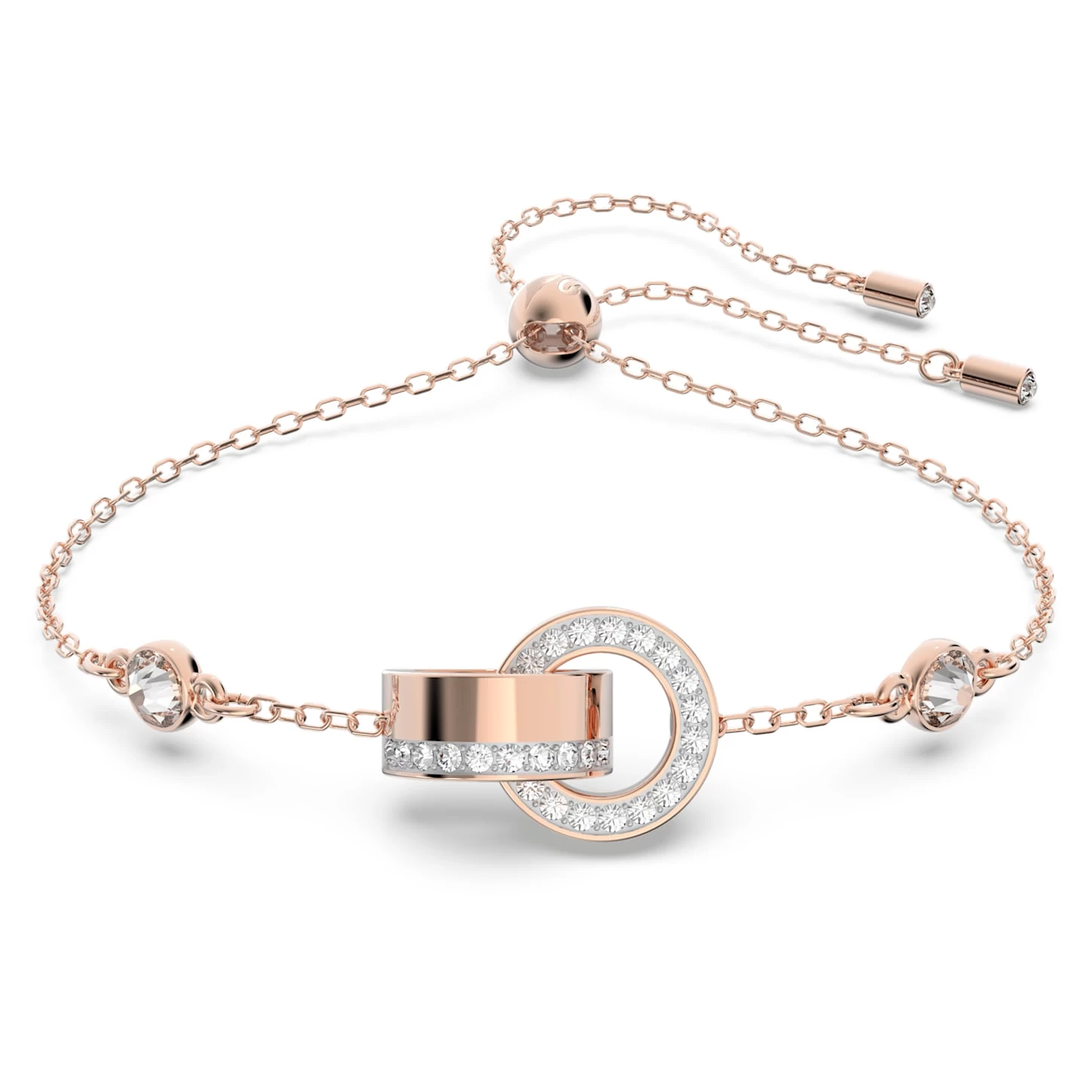 Swarovski Hollow Bracelet Interlocking Loop, White, Rose Gold-tone Plated - Image 2