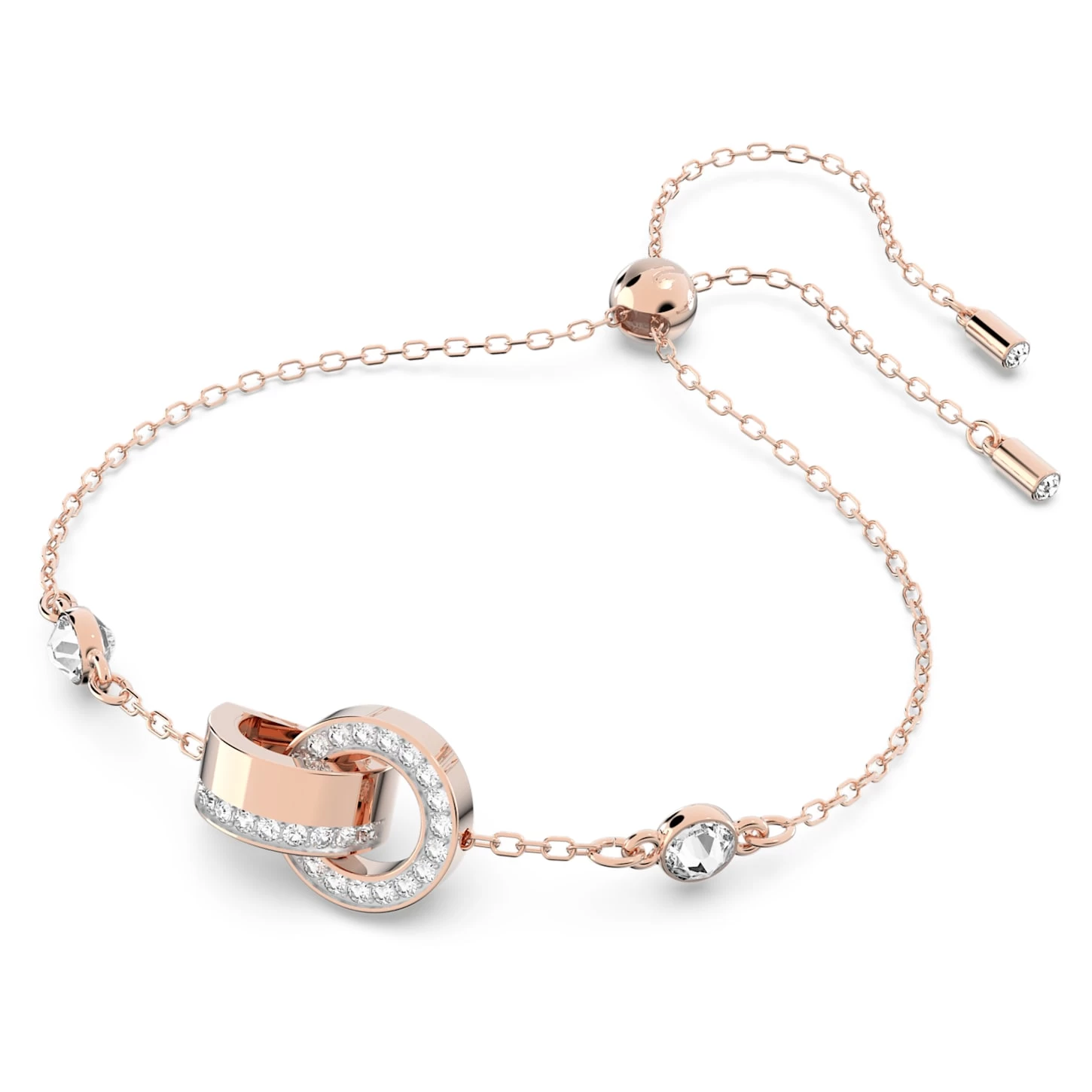 Swarovski Hollow Bracelet Interlocking Loop, White, Rose Gold-tone Plated - Image 3