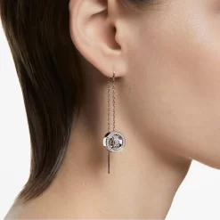 Swarovski Hollow Drop Earrings Long, White, Rhodium Plated