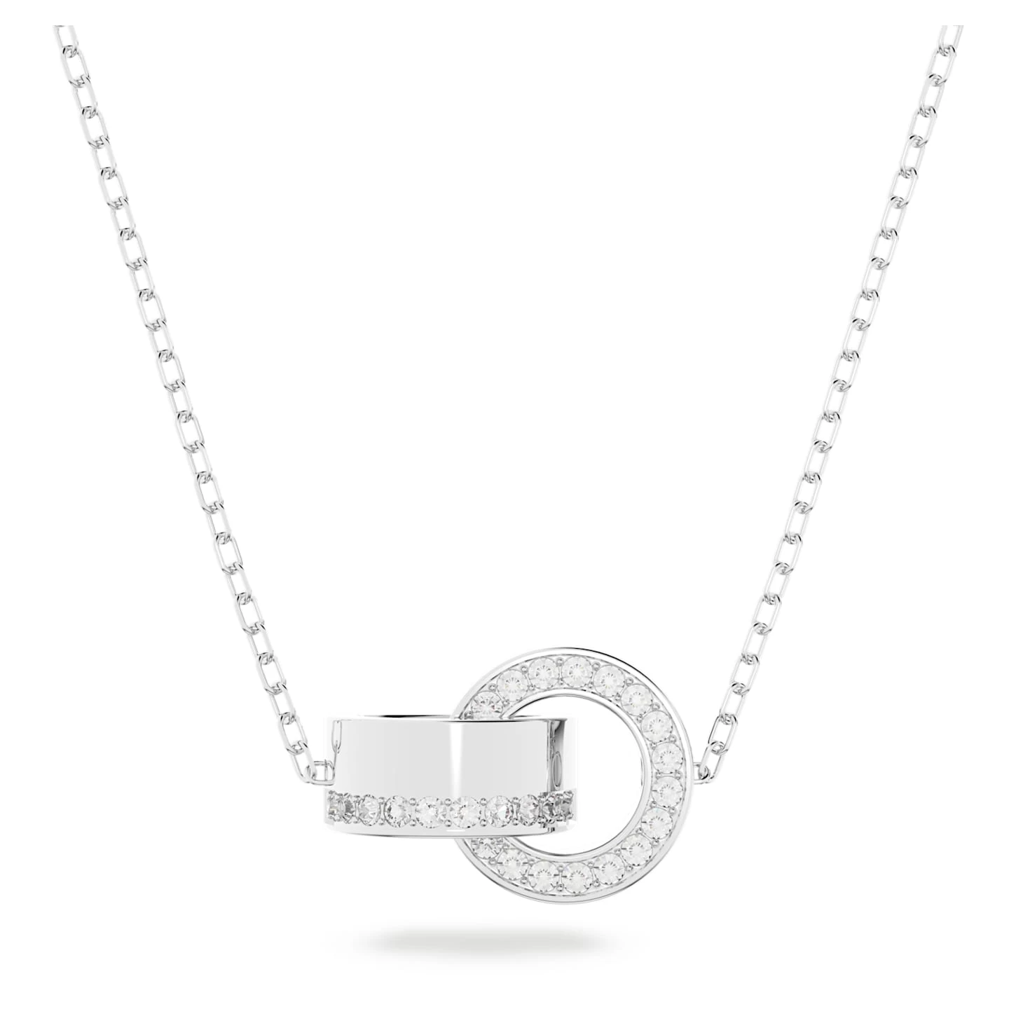 Swarovski Hollow Pendant Interlocking Loop, White, Rhodium Plated - Image 2