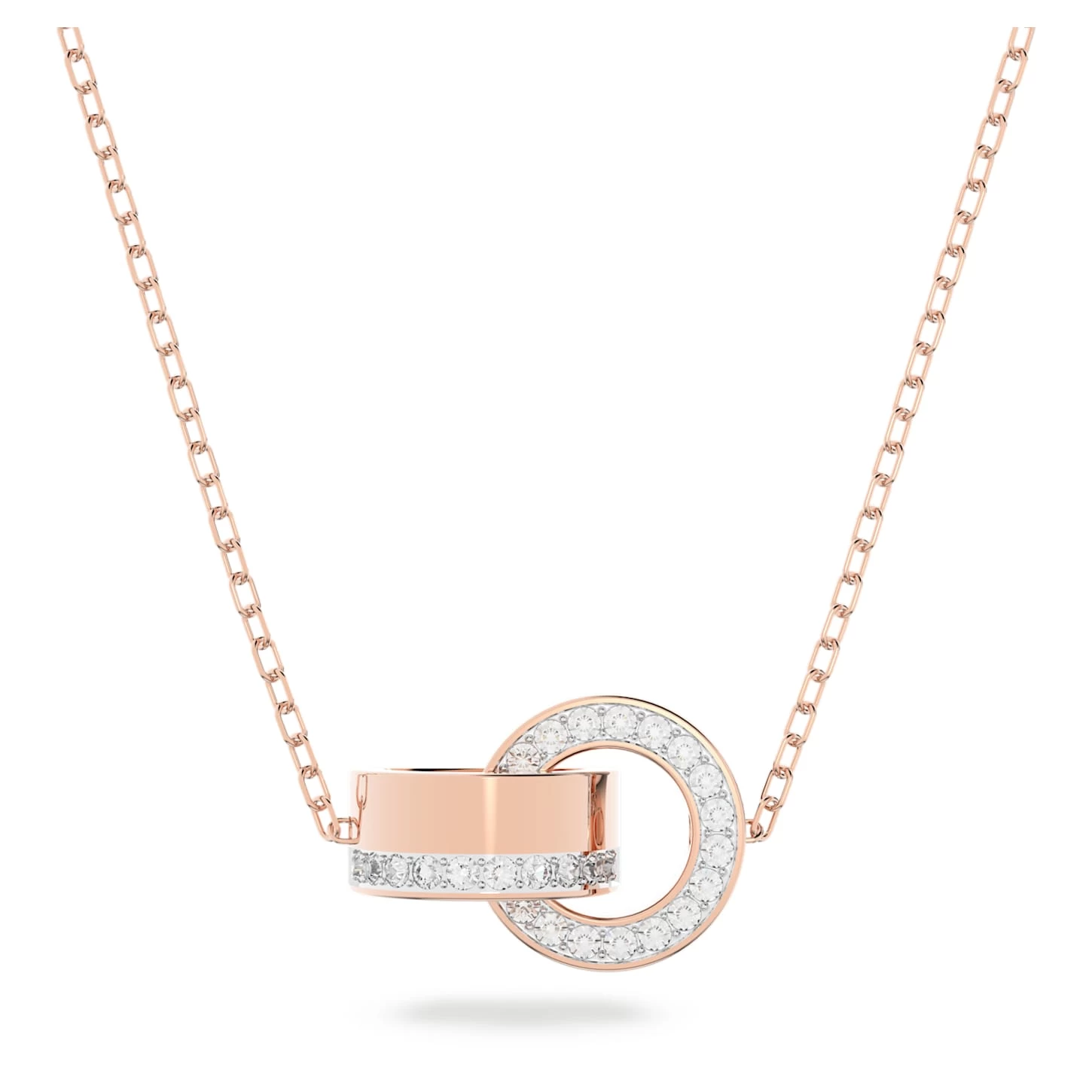 Swarovski Hollow Pendant Interlocking Loop, White, Rose Gold-tone Plated - Image 2