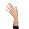 Swarovski Hyperbola Bangle Carbon Neutral Zirconia, Mixed Cuts, White, Rhodium Plated
