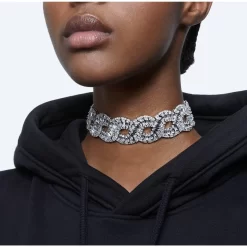 Swarovski Hyperbola Choker Mixed Cuts, Wave, White, Rhodium Plated