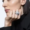 Swarovski Hyperbola Cocktail Ring Mixed Cuts, White, Rhodium Plated