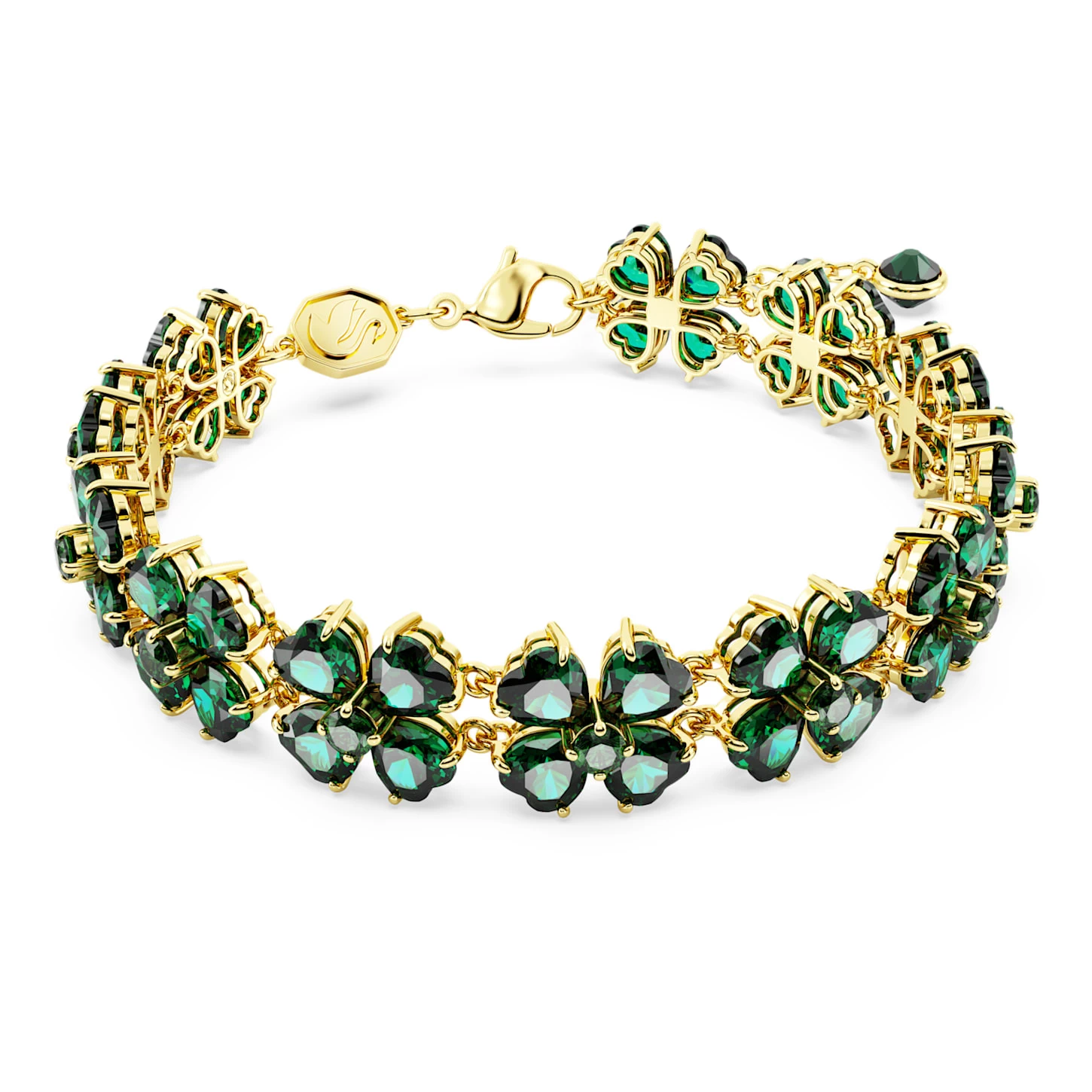 Swarovski Idyllia Bracelet Mixed Cuts, Multiple Clover, Green, Gold-tone Plated - Image 2