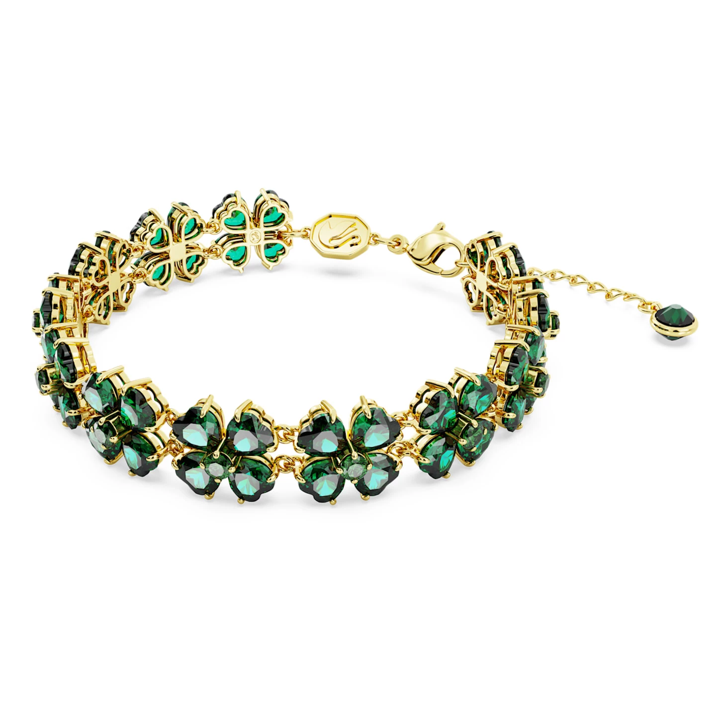 Swarovski Idyllia Bracelet Mixed Cuts, Multiple Clover, Green, Gold-tone Plated - Image 3
