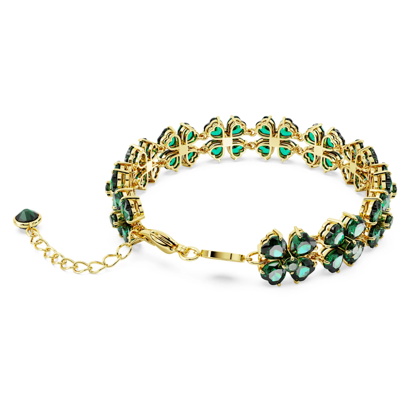 Swarovski Idyllia Bracelet Mixed Cuts, Multiple Clover, Green, Gold-tone Plated - Image 5