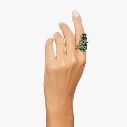 Swarovski Idyllia Cocktail Ring Frog, Green, Gold-tone Plated