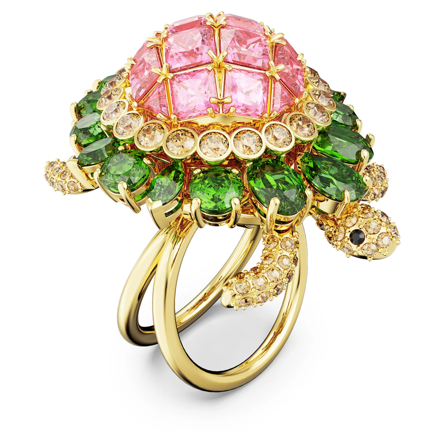 Swarovski Idyllia Cocktail Ring Turtle, Multicolored, Gold-tone Plated - Image 2