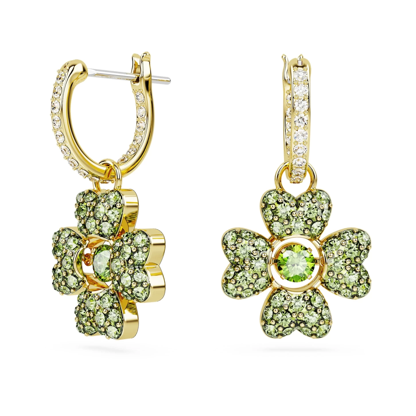 Swarovski Idyllia Drop Earrings Clover, Green, Gold-tone Plated - Image 2
