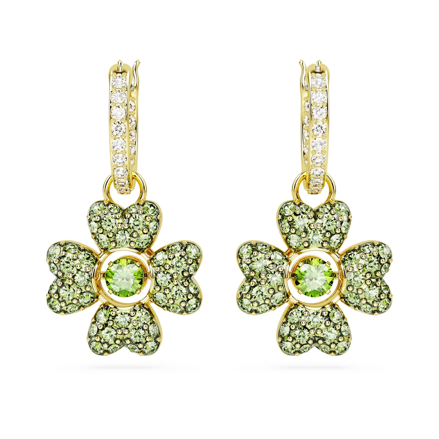 Swarovski Idyllia Drop Earrings Clover, Green, Gold-tone Plated - Image 3