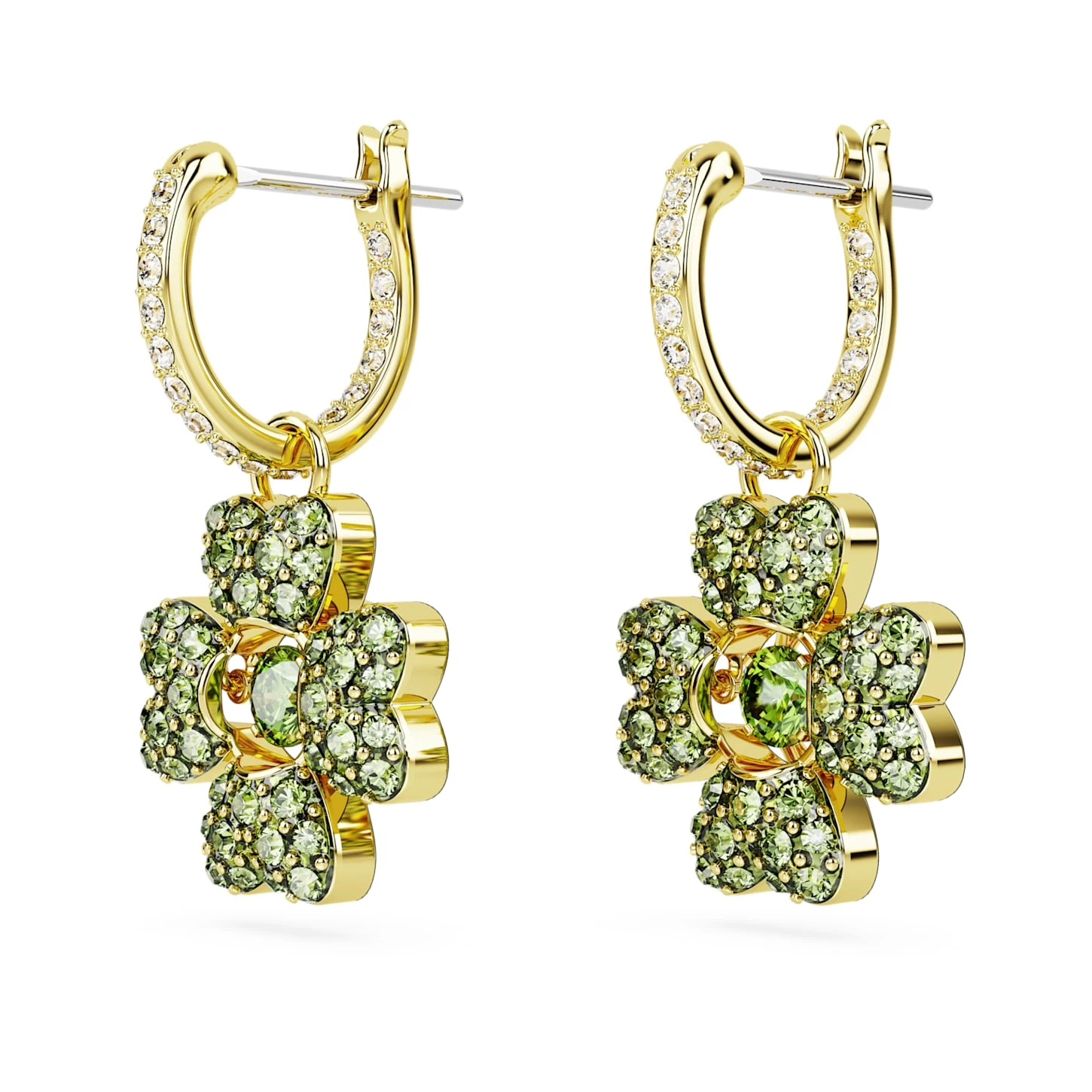 Swarovski Idyllia Drop Earrings Clover, Green, Gold-tone Plated - Image 4