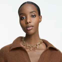 Swarovski Imber Necklace Brown, Gold-tone Plated