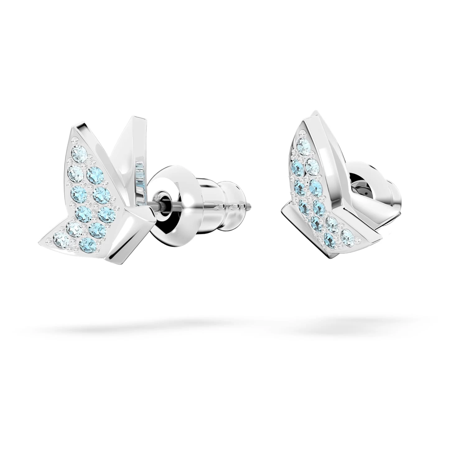 Swarovski Lilia Stud Earrings Butterfly, Blue, Rhodium Plated - Image 3