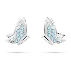 Swarovski Lilia Stud Earrings Butterfly, Blue, Rhodium Plated