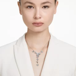 Swarovski Lilia Y Necklace Butterfly, Blue, Rhodium Plated