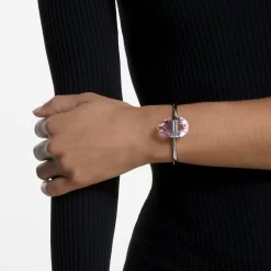Swarovski Lucent Bangle Magnetic Closure, Oversized Crystal, Pink, Stainless Steel